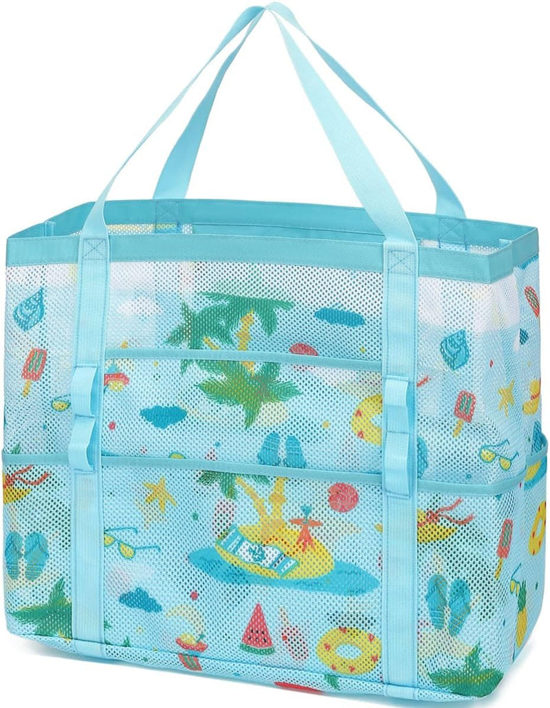 Buy 1, Get 1 FREE – Extra Large Transparent Mesh Beach Bag with 8 Pockets – ClearWave