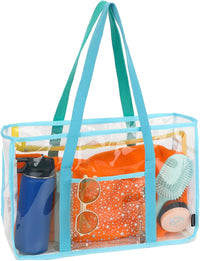 Buy 1, Get 1 FREE – Extra Large Transparent Mesh Beach Bag with 8 Pockets – ClearWave