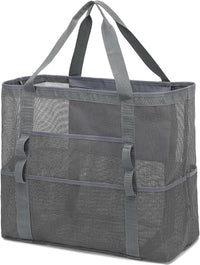 Buy 1, Get 1 FREE – Extra Large Transparent Mesh Beach Bag with 8 Pockets – ClearWave