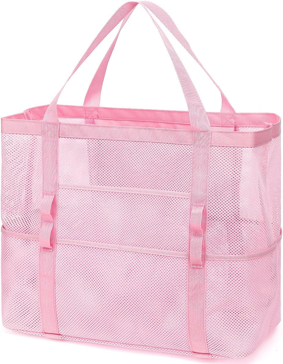 Buy 1, Get 1 FREE – Extra Large Transparent Mesh Beach Bag with 8 Pockets – ClearWave