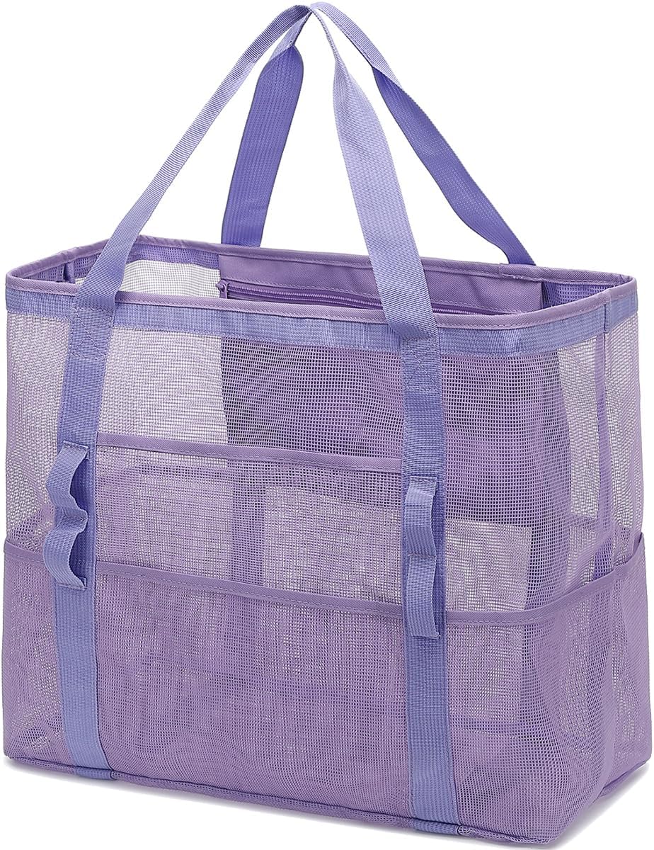 Buy 1, Get 1 FREE – Extra Large Transparent Mesh Beach Bag with 8 Pockets – ClearWave