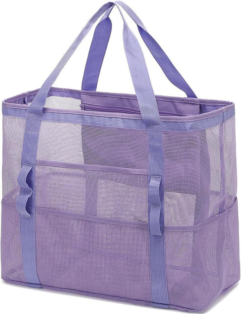 Buy 1, Get 1 FREE – Extra Large Transparent Mesh Beach Bag with 8 Pockets – ClearWave