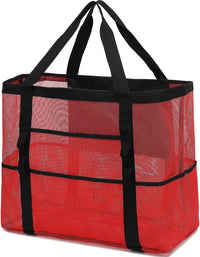 Buy 1, Get 1 FREE – Extra Large Transparent Mesh Beach Bag with 8 Pockets – ClearWave