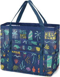 Buy 1, Get 1 FREE – Extra Large Transparent Mesh Beach Bag with 8 Pockets – ClearWave