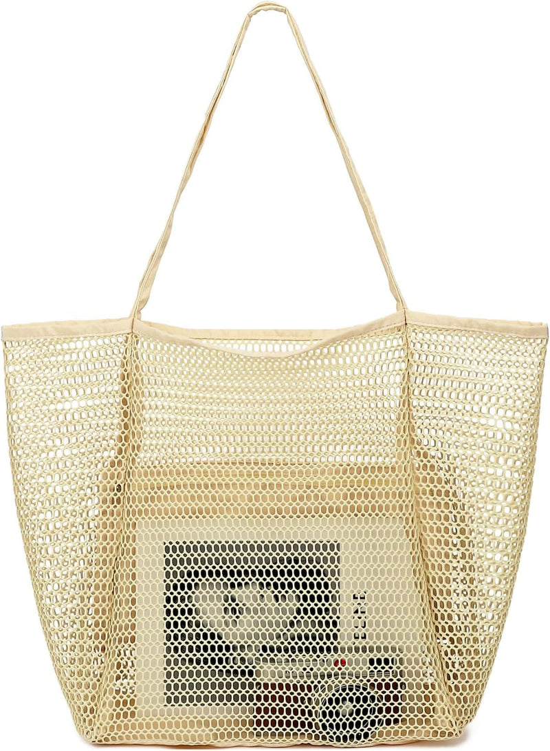 Buy 1, Get 1 FREE – Extra Large Transparent Mesh Beach Bag with 8 Pockets – ClearWave