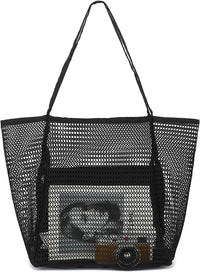 Buy 1, Get 1 FREE – Extra Large Transparent Mesh Beach Bag with 8 Pockets – ClearWave