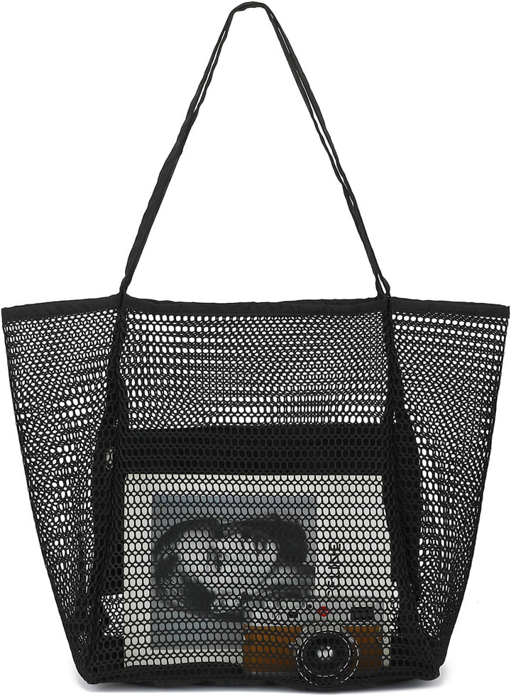 Buy 1, Get 1 FREE – Extra Large Transparent Mesh Beach Bag with 8 Pockets – ClearWave
