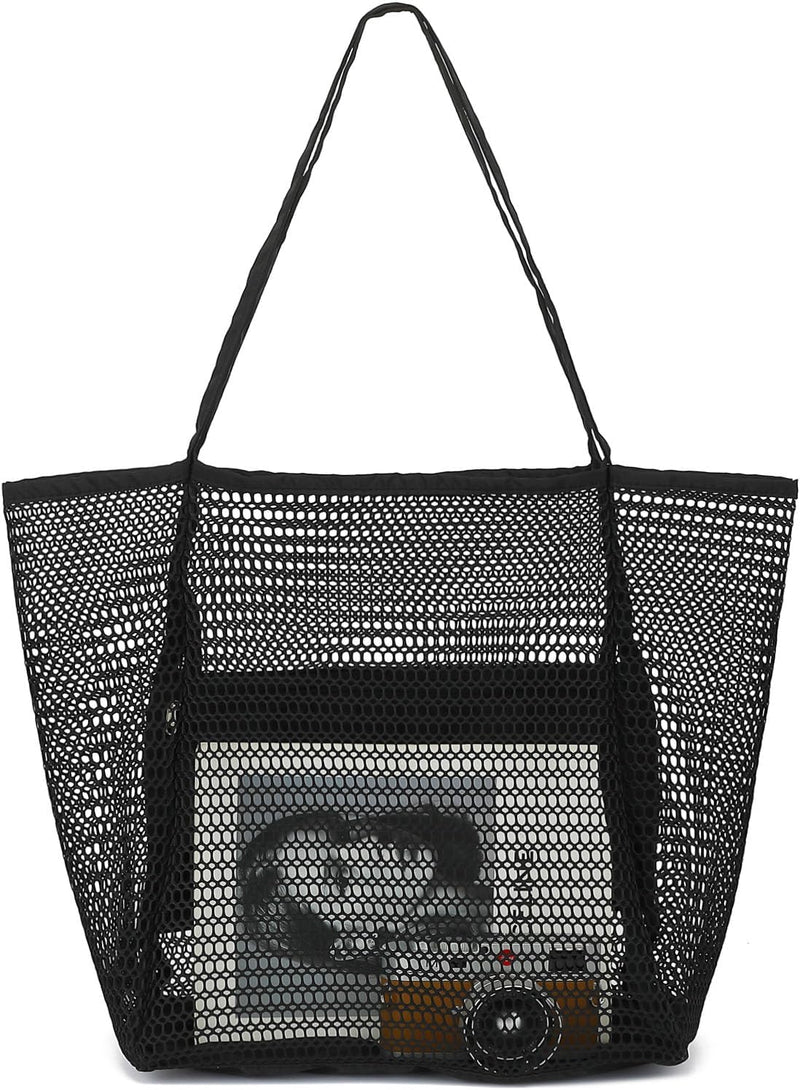 Buy 1, Get 1 FREE – Extra Large Transparent Mesh Beach Bag with 8 Pockets – ClearWave