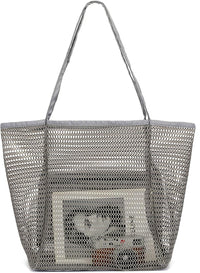 Buy 1, Get 1 FREE – Extra Large Transparent Mesh Beach Bag with 8 Pockets – ClearWave