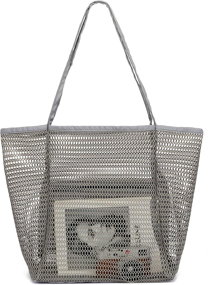 Buy 1, Get 1 FREE – Extra Large Transparent Mesh Beach Bag with 8 Pockets – ClearWave