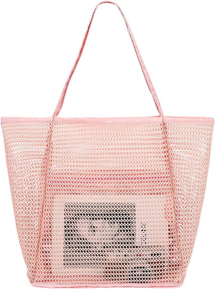 Buy 1, Get 1 FREE – Extra Large Transparent Mesh Beach Bag with 8 Pockets – ClearWave