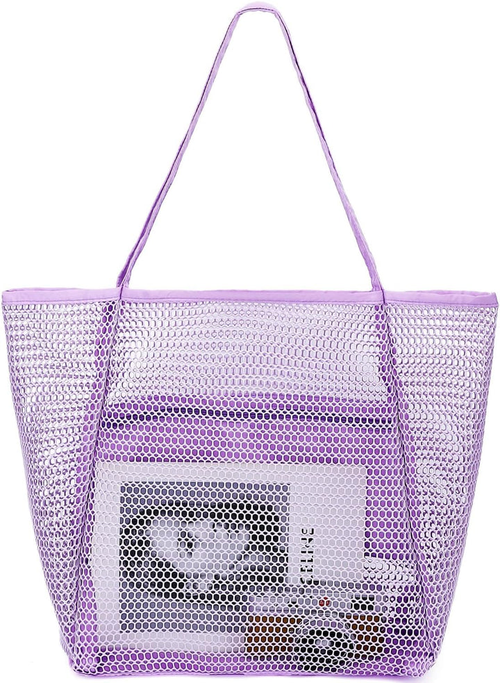 Buy 1, Get 1 FREE – Extra Large Transparent Mesh Beach Bag with 8 Pockets – ClearWave
