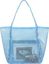 Buy 1, Get 1 FREE – Extra Large Transparent Mesh Beach Bag with 8 Pockets – ClearWave