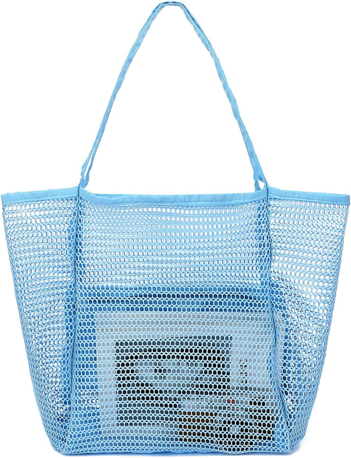 Buy 1, Get 1 FREE – Extra Large Transparent Mesh Beach Bag with 8 Pockets – ClearWave