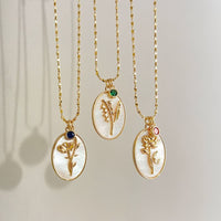 Birthstone and Birth Flower Necklace – Aurora