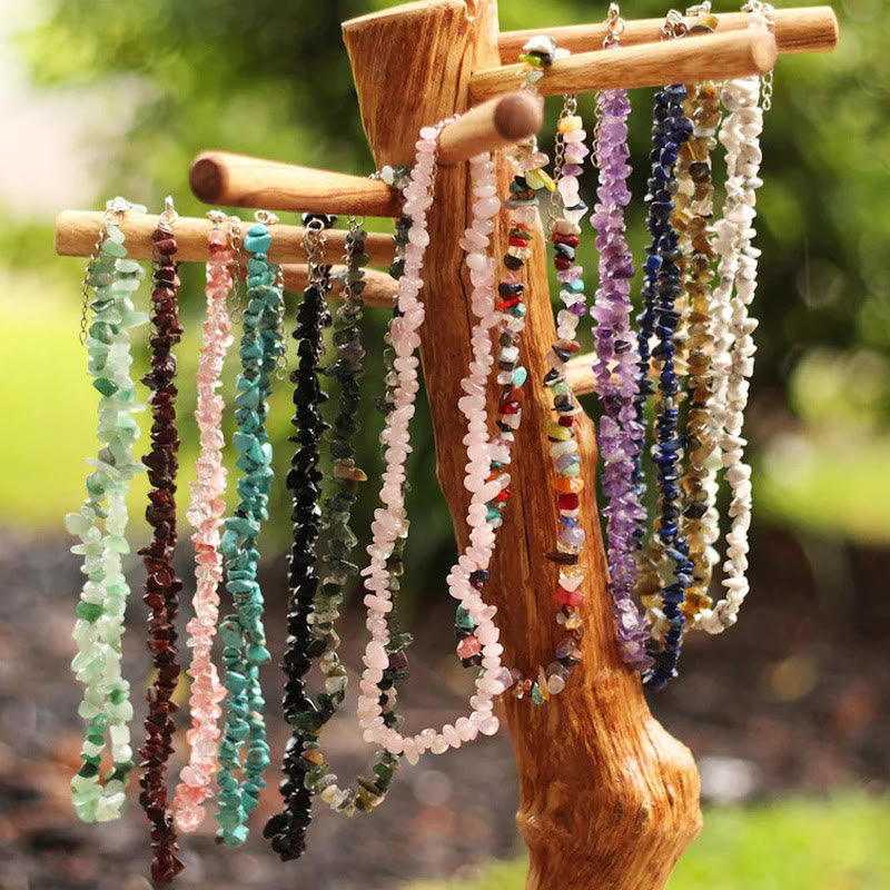 Stylishly Shaped Polished Crystal Necklace - Lina