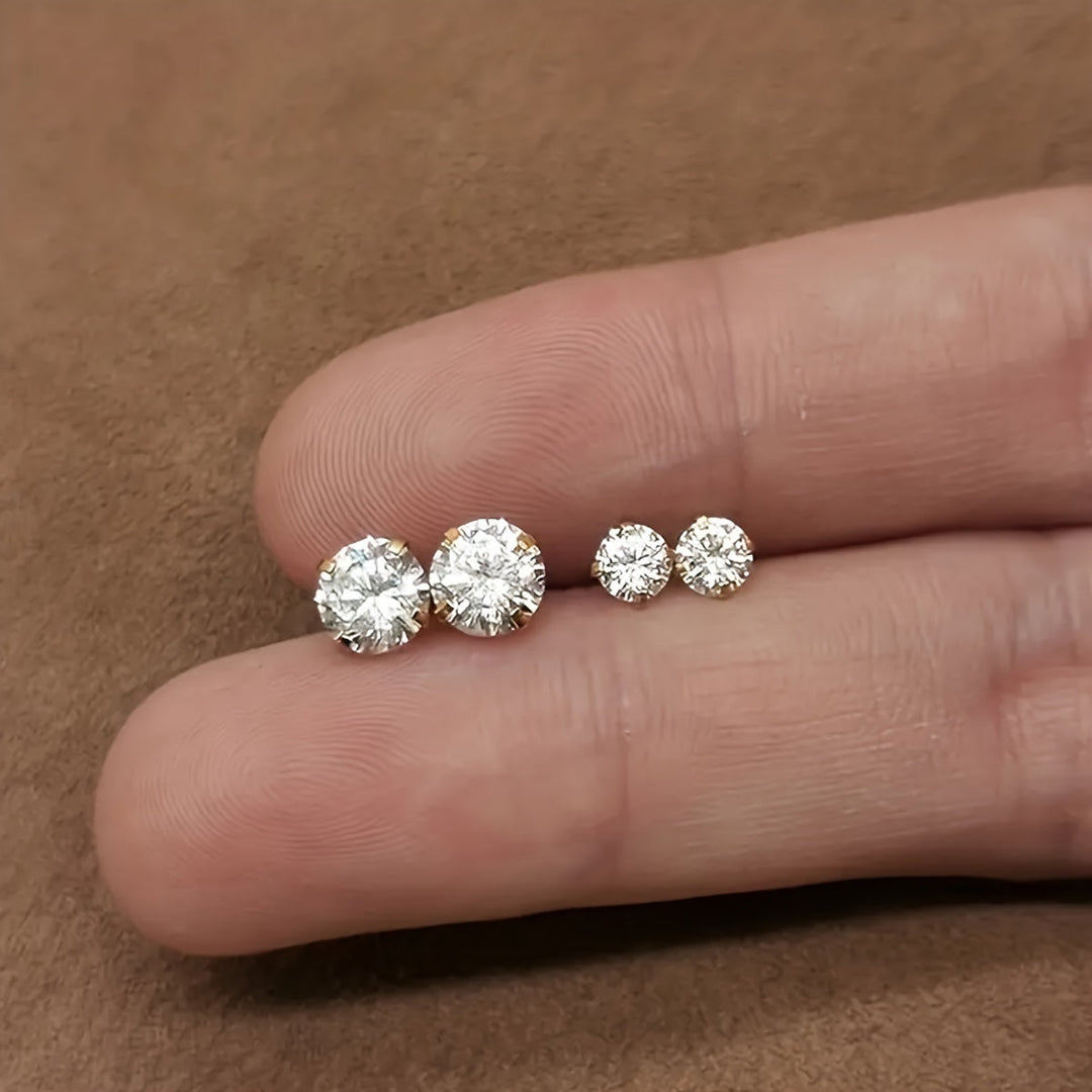 Stylish Cubic Zirconia Stud Earrings made of Titanium Steel - Lumen