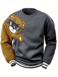 Men's Sweatshirt with Embroidered Cartoon Bear - Jasper