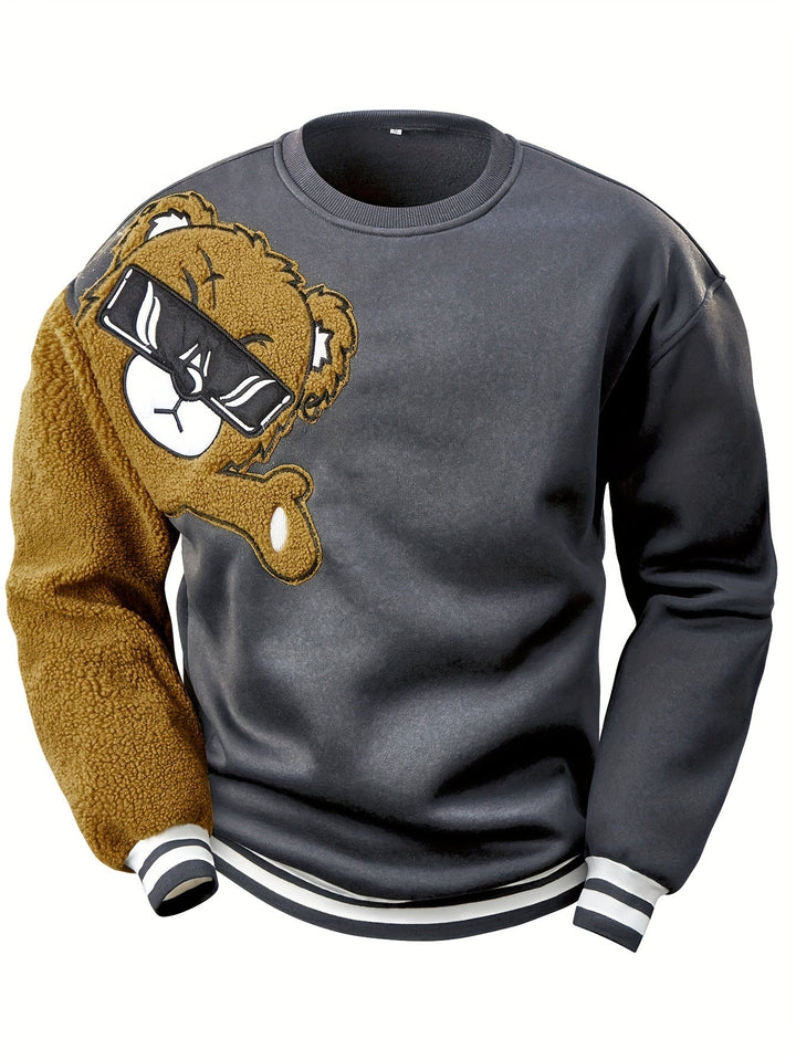 Men's Sweatshirt with Embroidered Cartoon Bear - Jasper