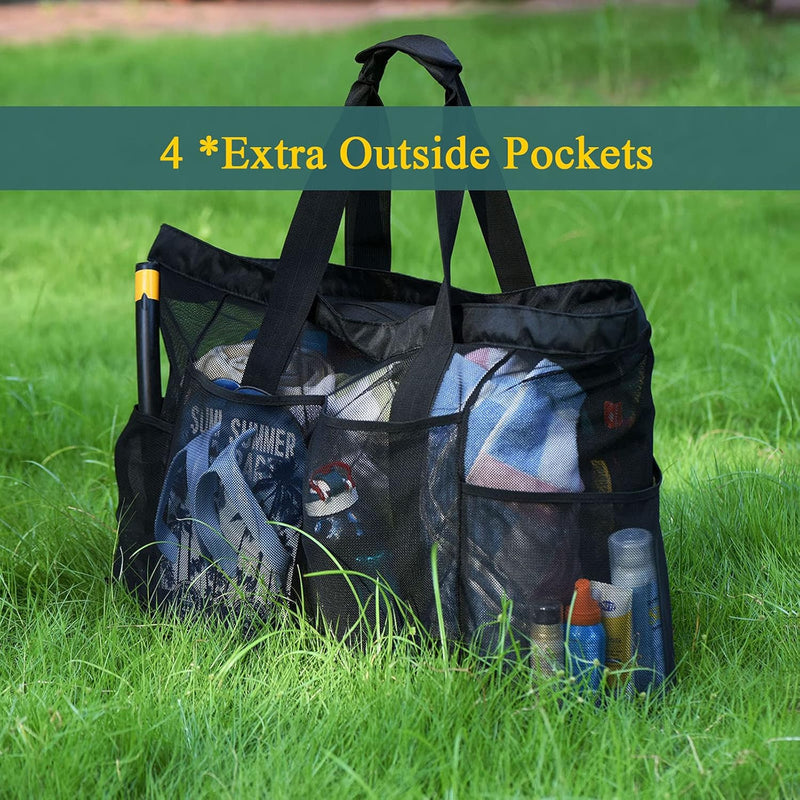 Extra-large mesh beach bag with zipper – sand-free bag
