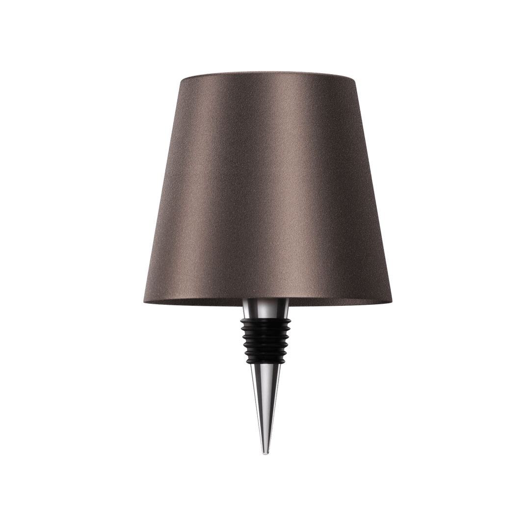 Braune Flaschenlampe, transparent, modern, Metall, für stilvolle Beleuchtung, Inneneinrichtung.