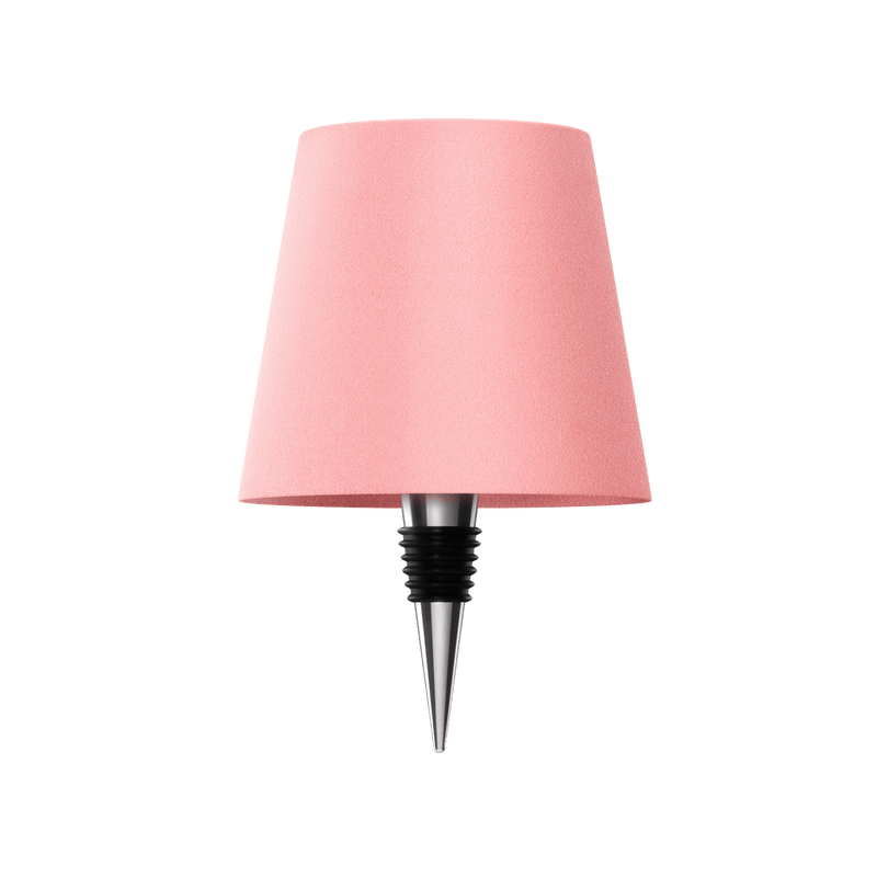 Rosa Flaschenlampe mit transparentem Schirm, modernes Design, dekorative Beleuchtung.
