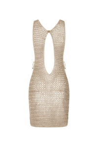 Beige knitted sheer beach dress with airy design – Kaïa