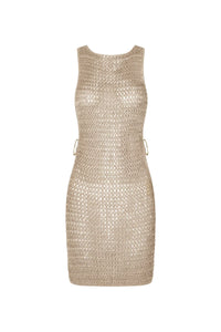 Beige knitted sheer beach dress with airy design – Kaïa