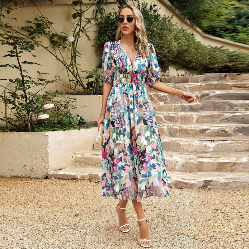 Summer dress with V-neck – Sophie