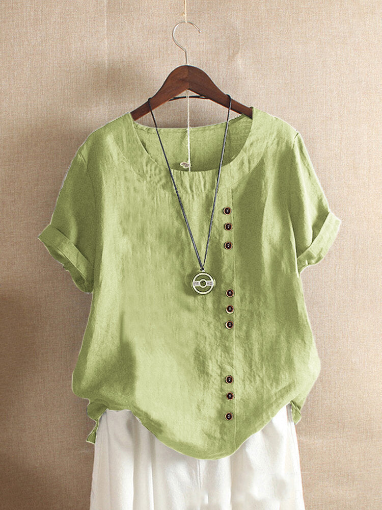Simple T-shirt with short sleeves and round neck – Samantha