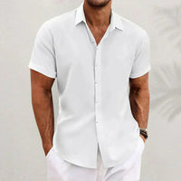 Airy men's linen shirt with short sleeves – Matteo