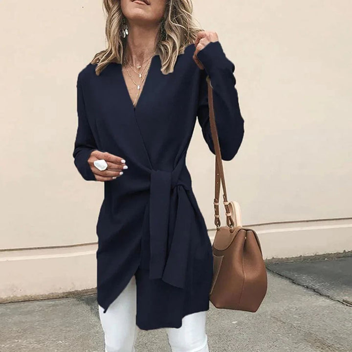Chaqueta de punto para mujer con cinturón de lazo – Elin