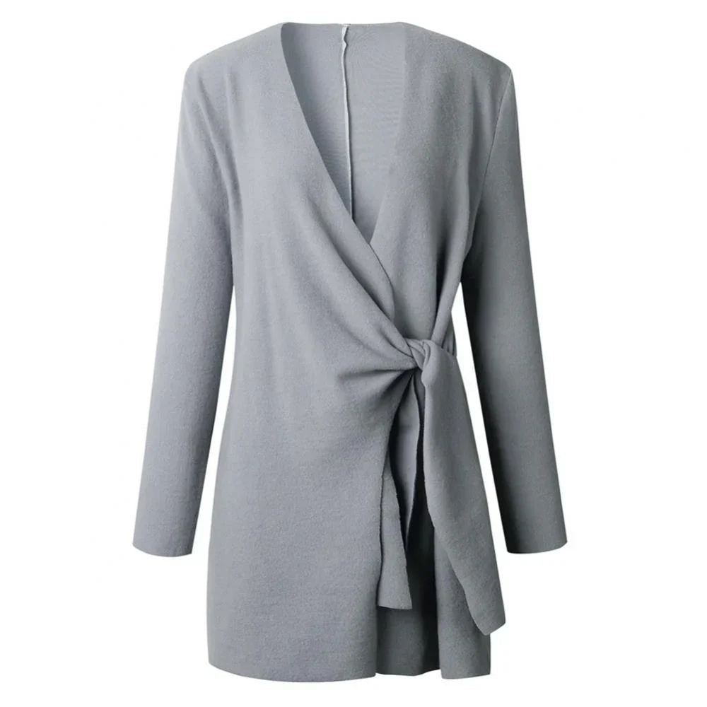 Chaqueta de punto para mujer con cinturón de lazo – Elin