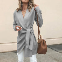 Chaqueta de punto para mujer con cinturón de lazo – Elin