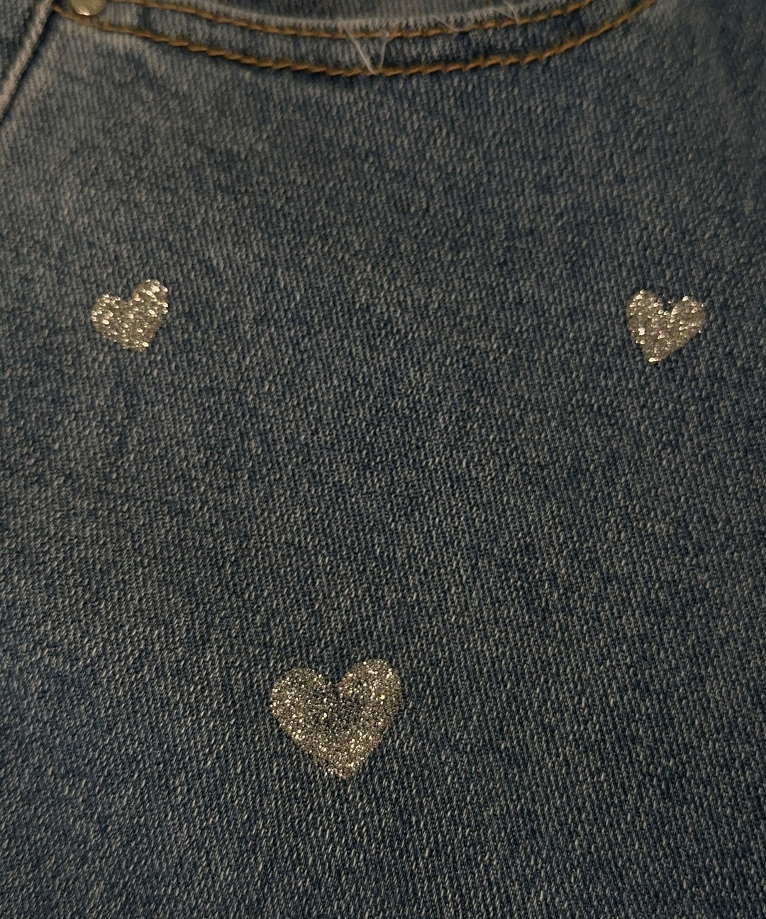 Dame stretchjeans med vide ben og hjerteprint - Amelie