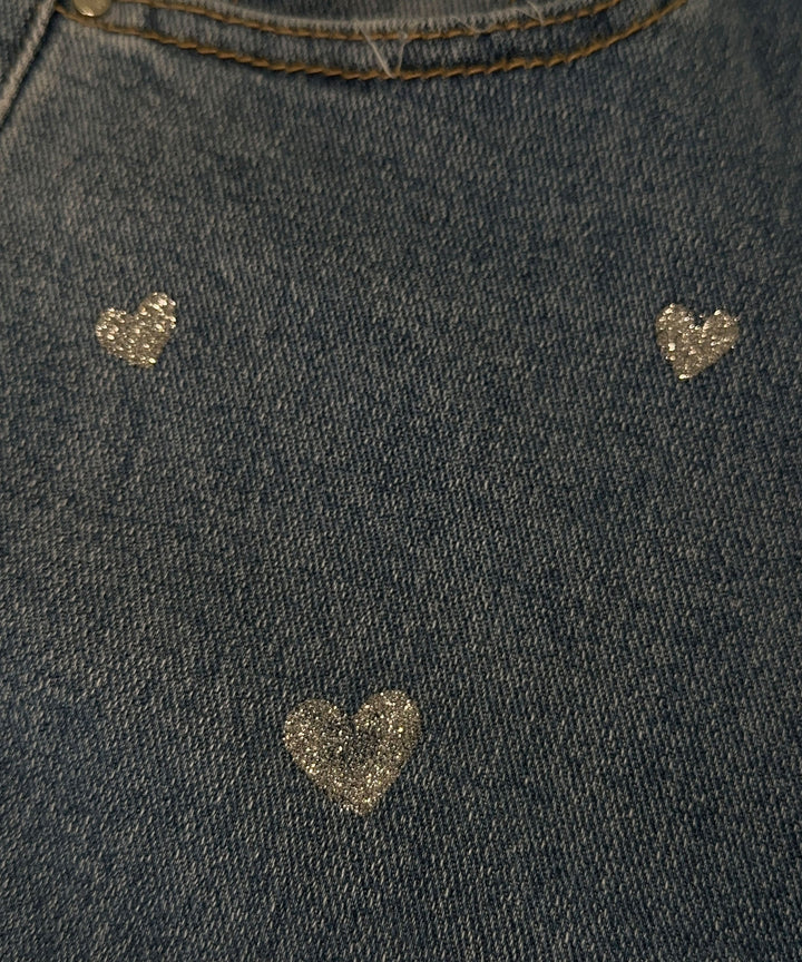Dame stretchjeans med vide ben og hjerteprint - Amelie