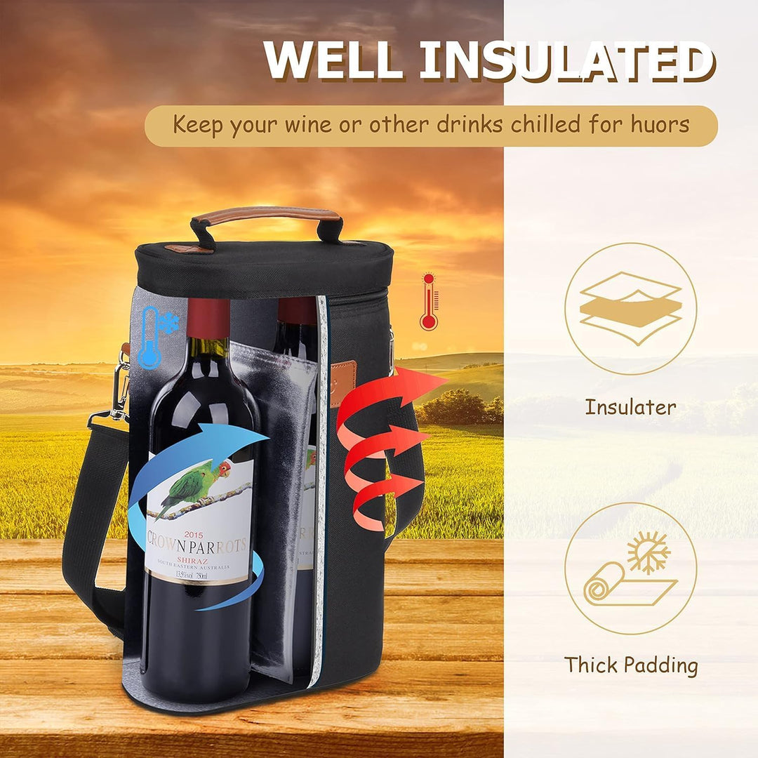 Insulated Double Wine Bottle Carrying Bag – Buy 1, Get 1 FREE – ChillMate