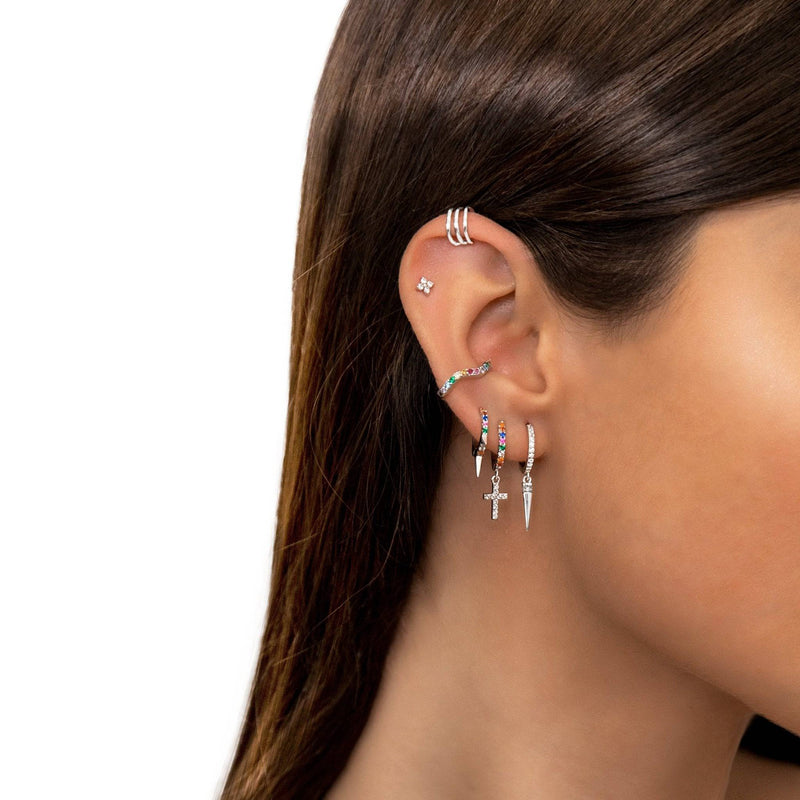 Colorful Zirconia Cross Earrings - Aurora