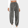 Graue Fleece-Jogginghose Damen, bequem, warm, elastischer Bund, Freizeitmode.
