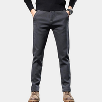 Graue Herren-Chinohose, Slim Fit, Baumwolle, lässig, modisch, ideal für Freizeitkleidung.