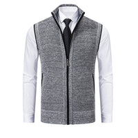 Graue Herrenweste mit Reißverschluss, elegantes Design, ideal für Business- und Freizeitkleidung.