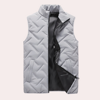 Graue Steppweste Herren, ärmellos, Reißverschluss, modisch, warm, Winterbekleidung.