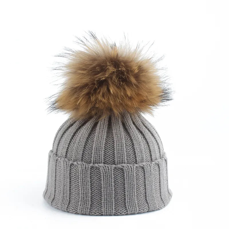 Strikket vinter pompom hue - Felina