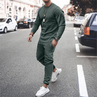 Grüner Jogginganzug Herren, bequem, modisch, Freizeitkleidung, Straße, Sportbekleidung.