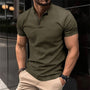 Männer Poloshirt olivgrün, kurzärmelig, Baumwolle, lässig, modisch, Sommerkleidung, Herrenmode.