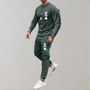 Grüner Herren-Trainingsanzug mit Karo-Design, Langarm, Jogginghose, sportlich, bequem.