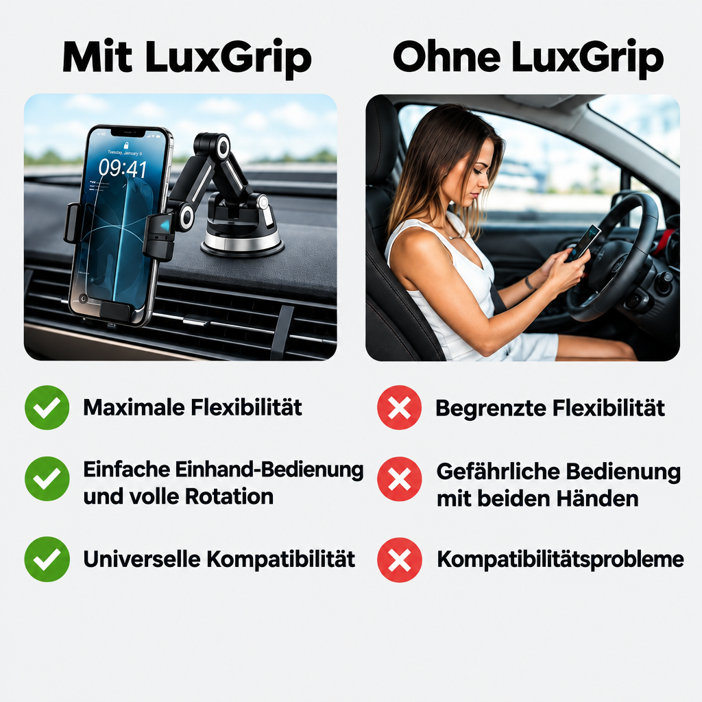 Car phone mount with suction cup | 360° rotatable holder for dashboard and windshield
