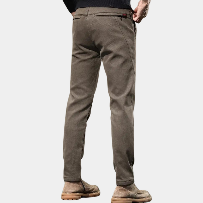Herren Chinohose beige, Slim Fit, Baumwolle, Rückansicht, modisch, bequem, Freizeitkleidung