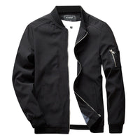 Schwarze Herren-Sommerjacke, Reißverschluss, Bomberstil, leicht, modisch, Freizeitkleidung.