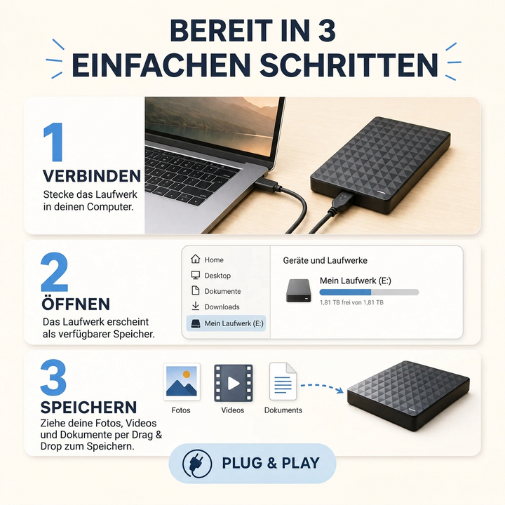 External 10TB HDD – Portable USB 3.0 Hard Drive for Files and Backups